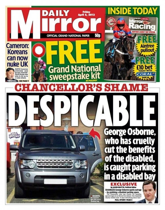 Osborne s Car Caught In Disabled Parking Bay